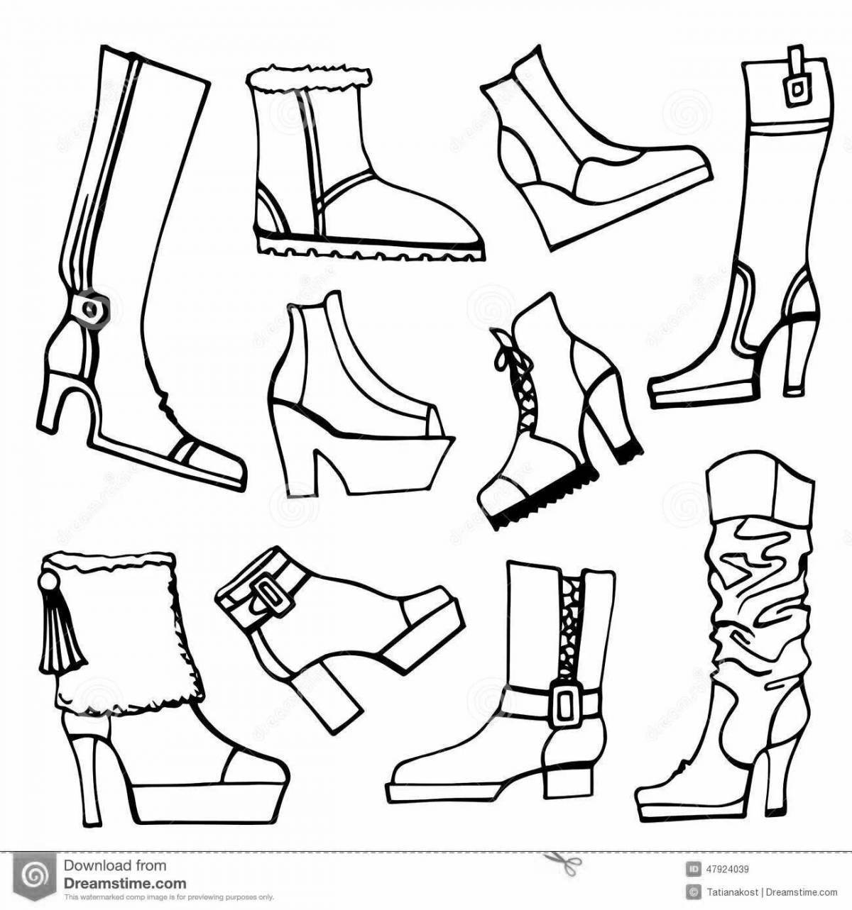 Fancy winter boots coloring page