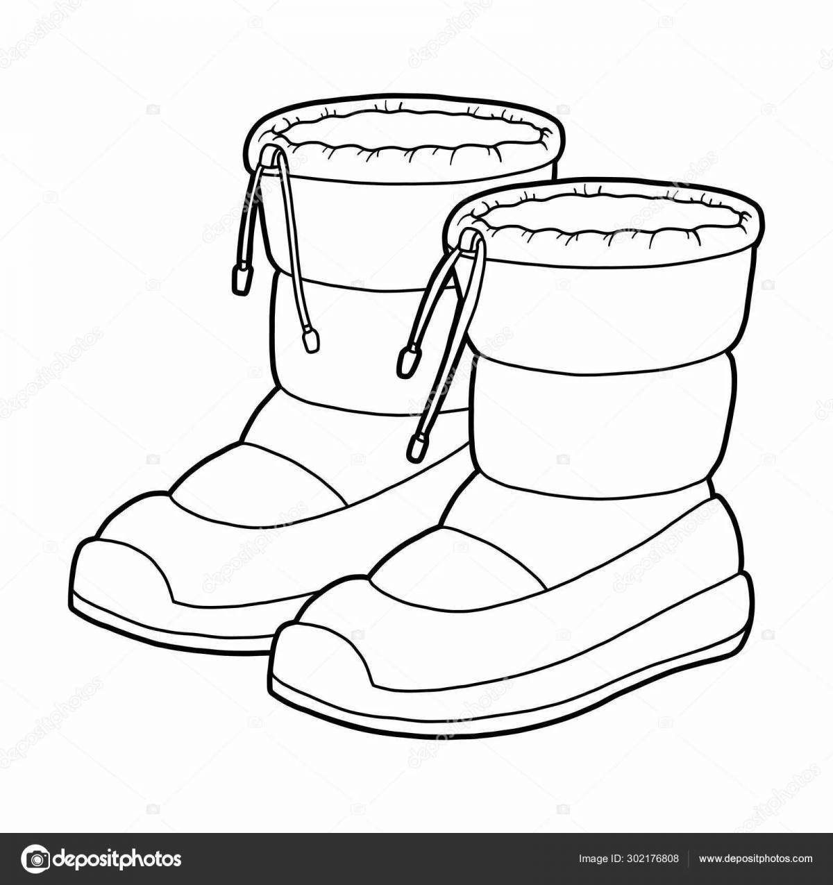 Festive winter boots coloring page