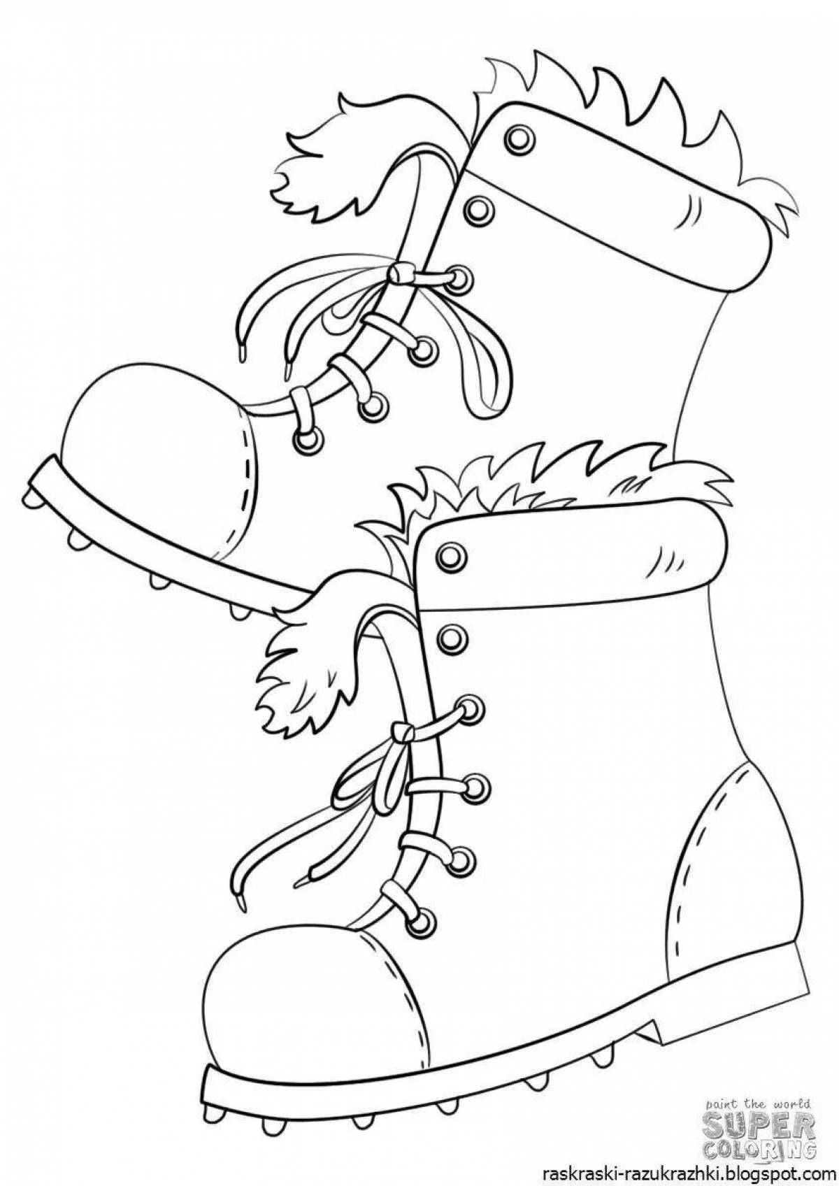 Sparkling winter boots coloring page