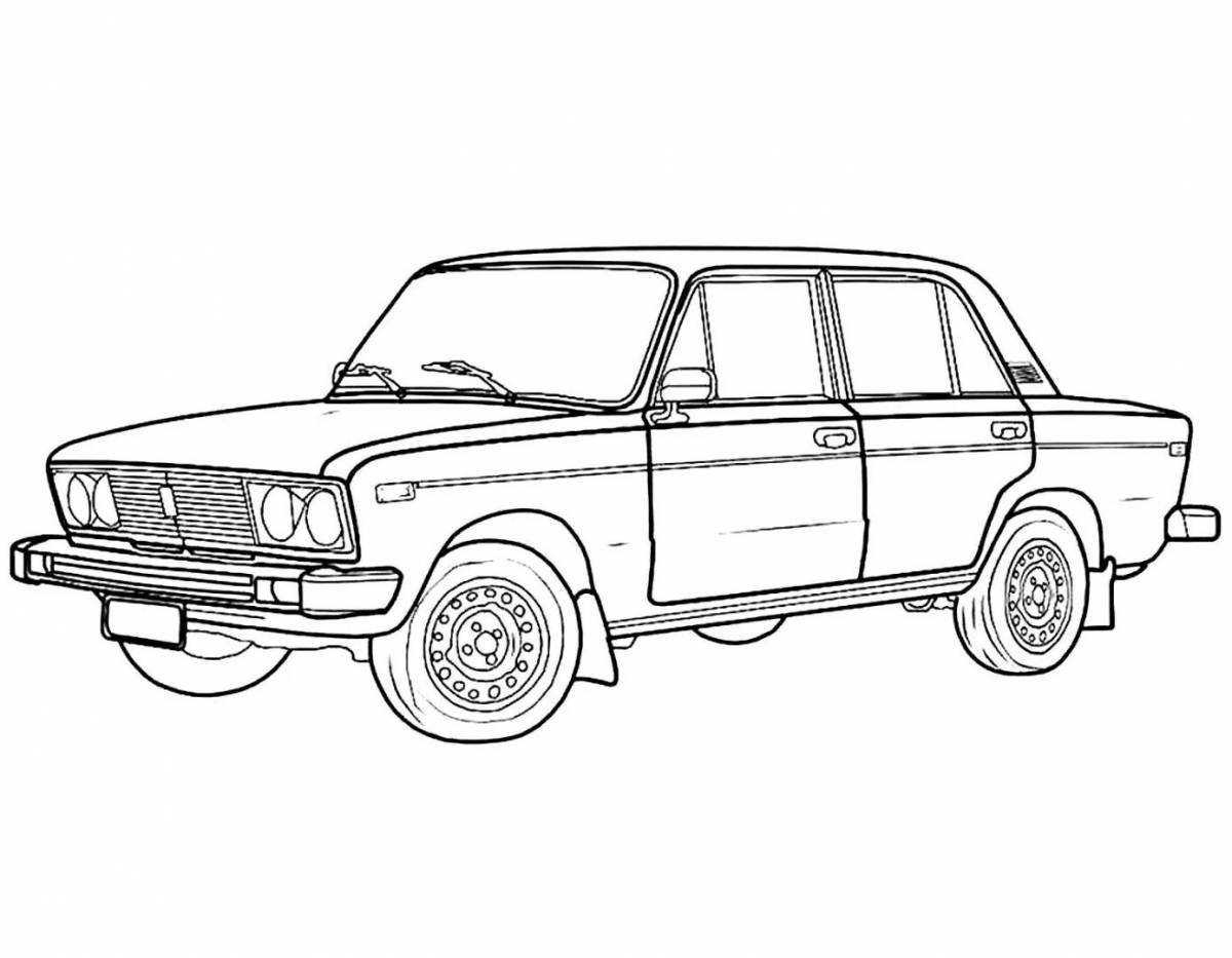 Adorable coloring book with four cars