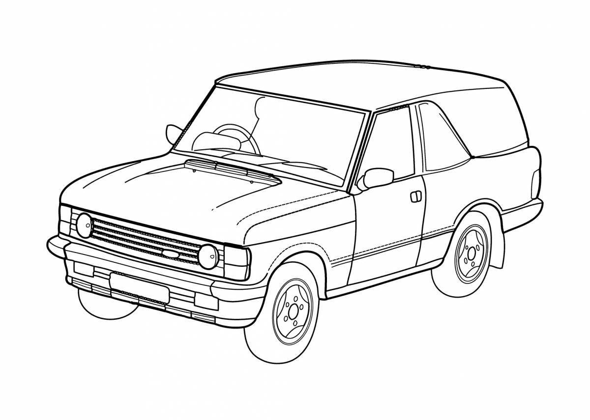 Cute coloring book with four cars