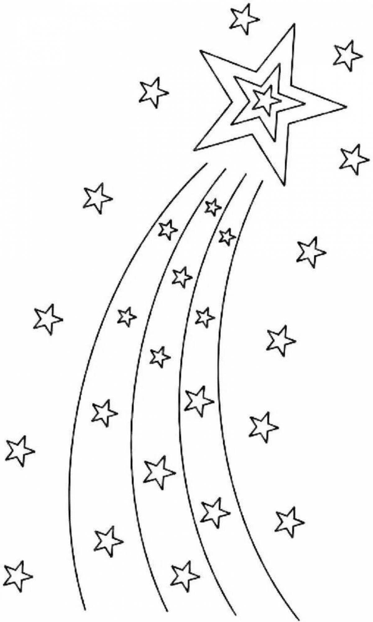 Sparkling shooting star coloring page