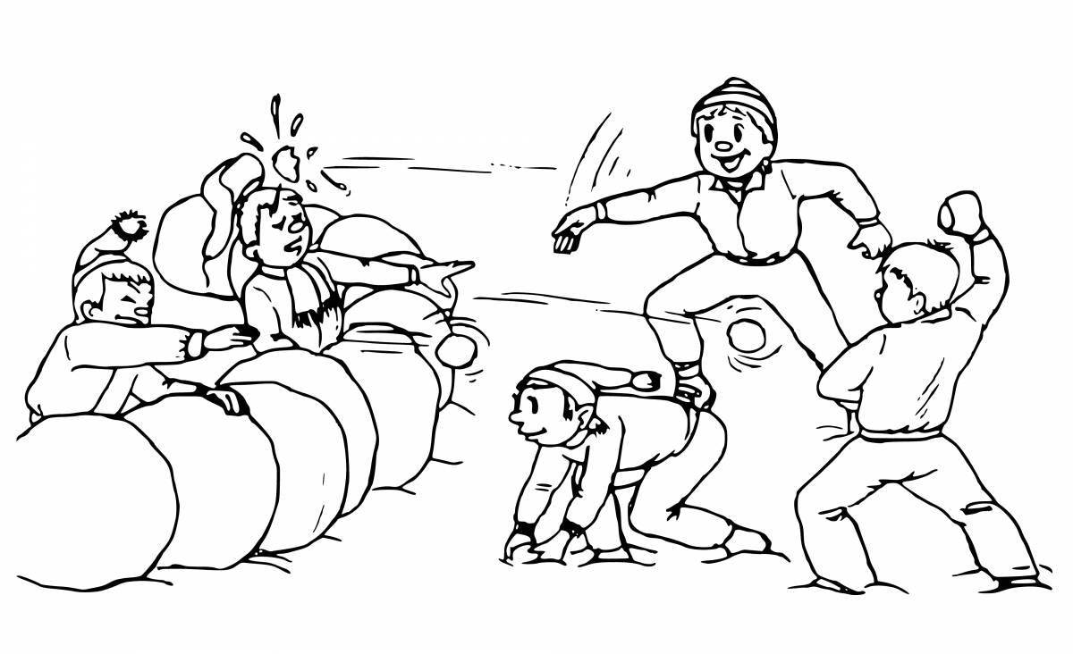 Shiny winter games coloring book
