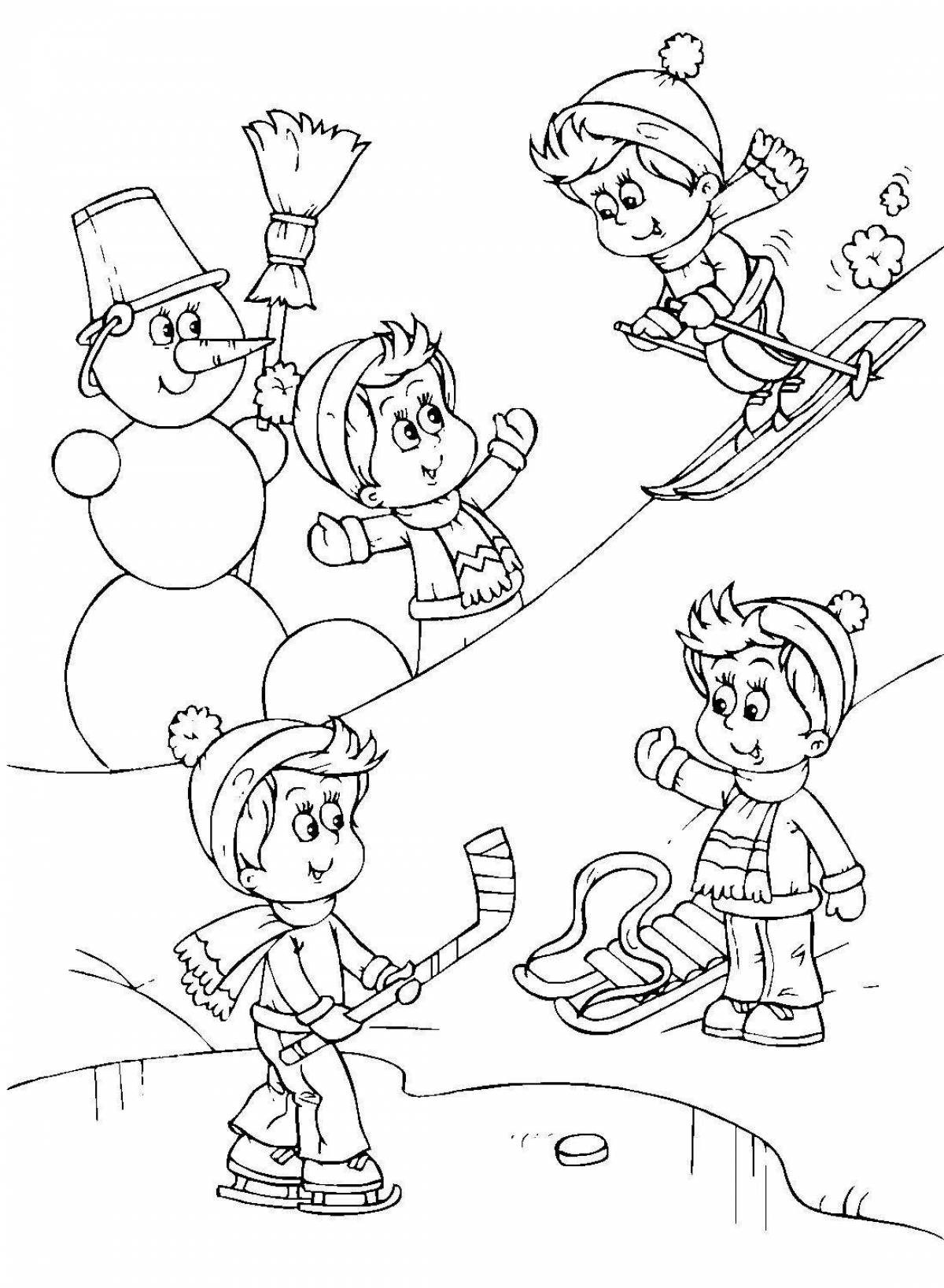 Awesome winter games coloring pages