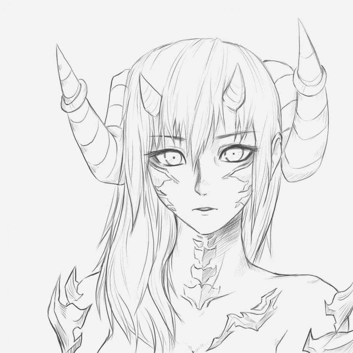 Charming demon girl coloring page