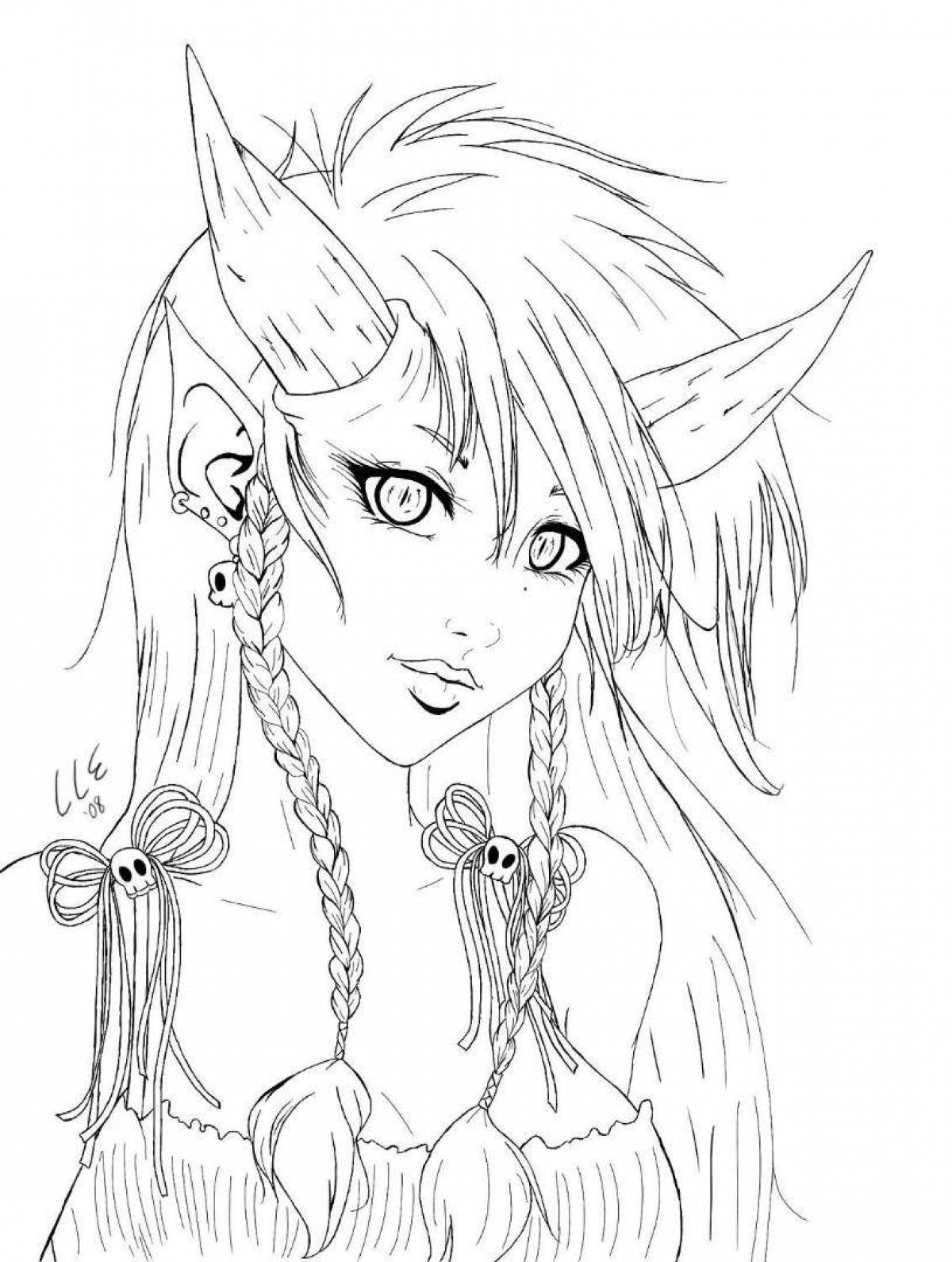 Photo Sinister demon girl coloring page