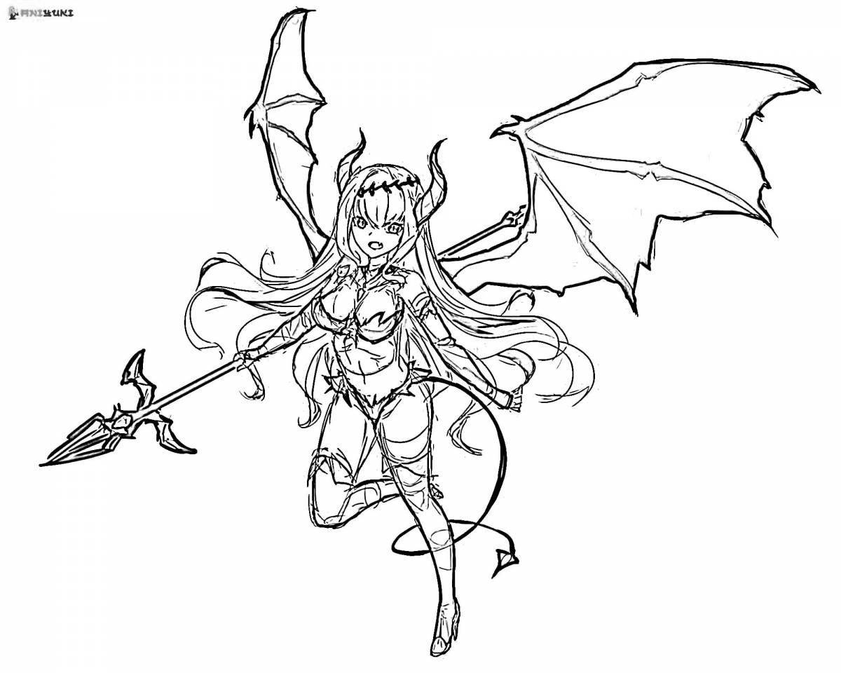 Coloring book demon girl with premonition