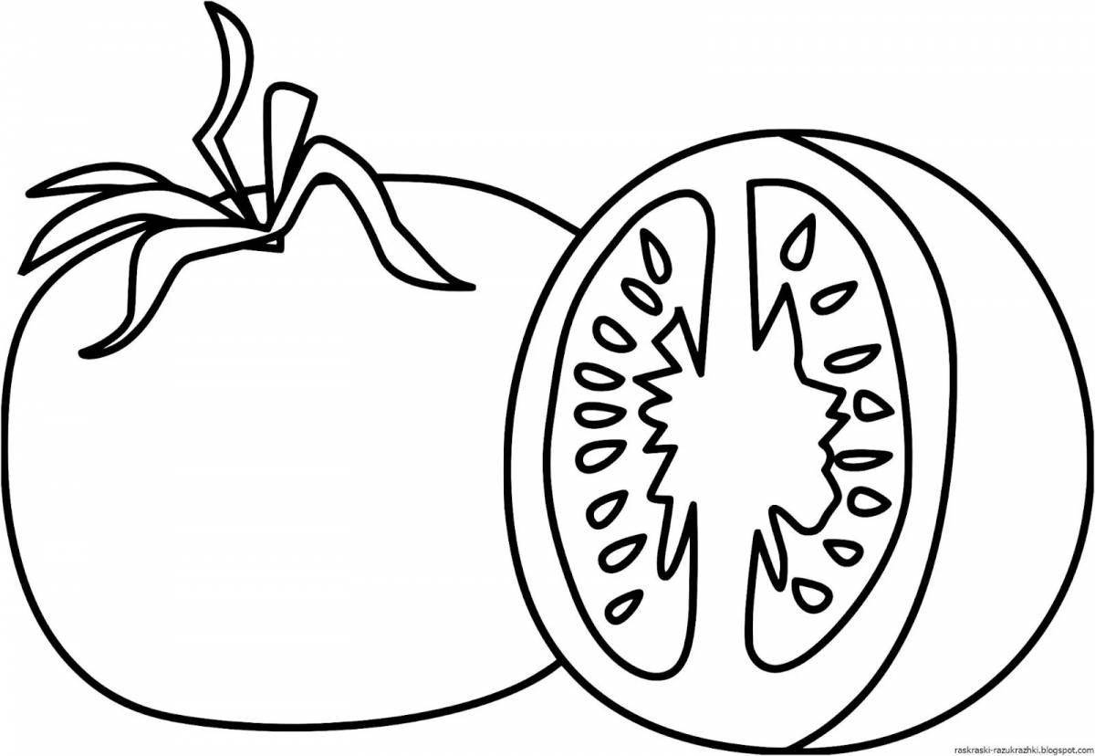 Playful tomato and cucumber coloring page