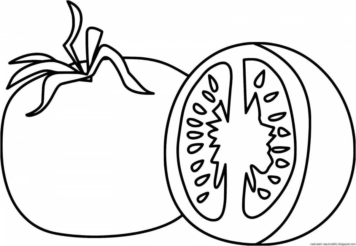 Игривая страница раскраски помидоров и огурцов