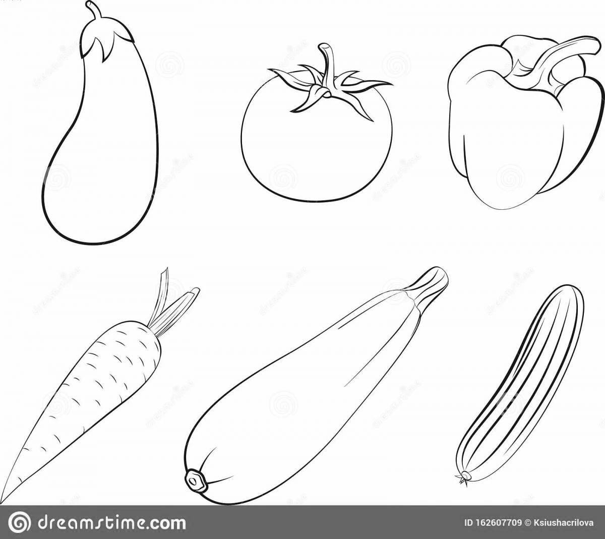 Live tomato and cucumber coloring page