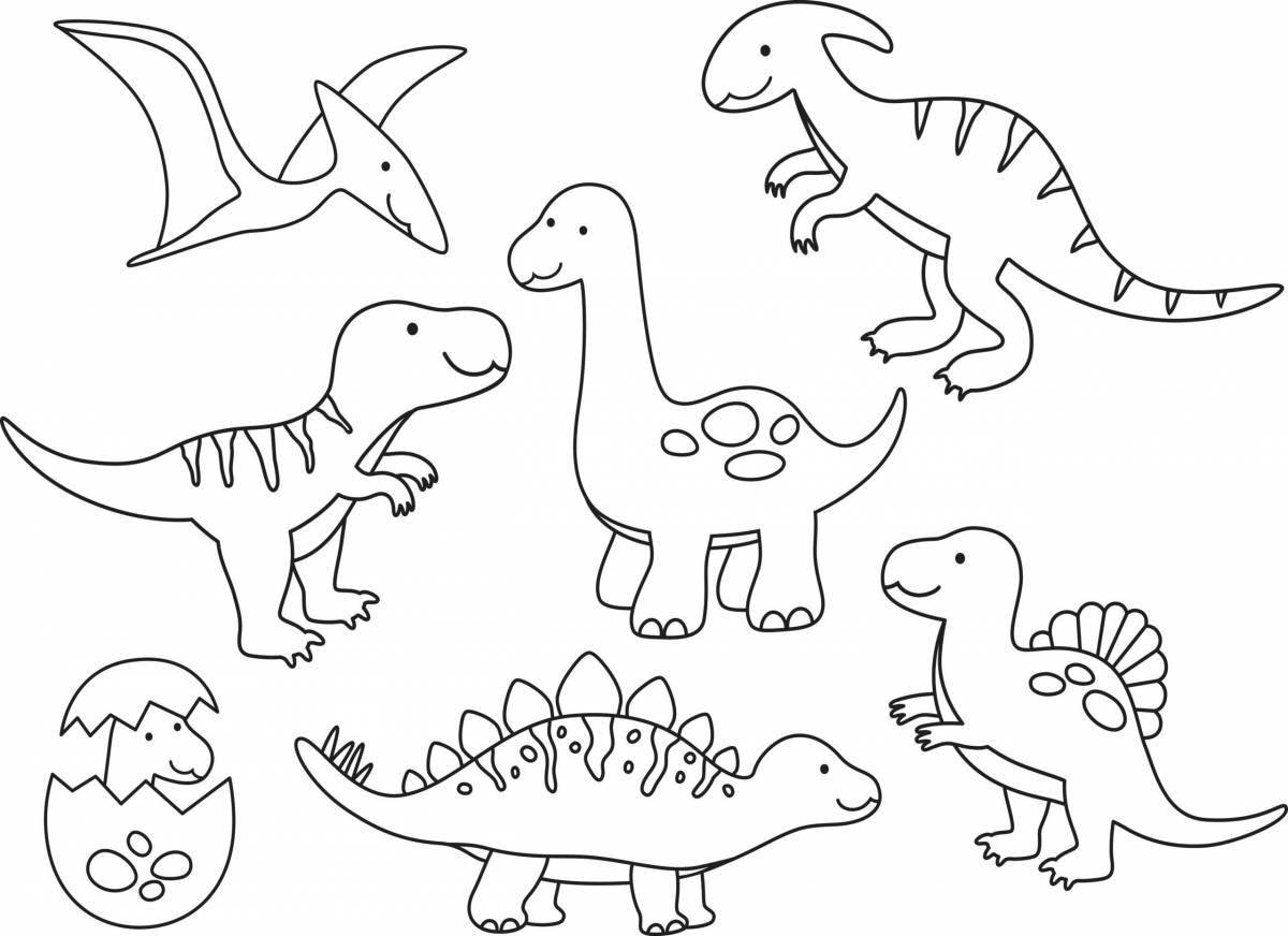 Раскраска радостный милый динозавр