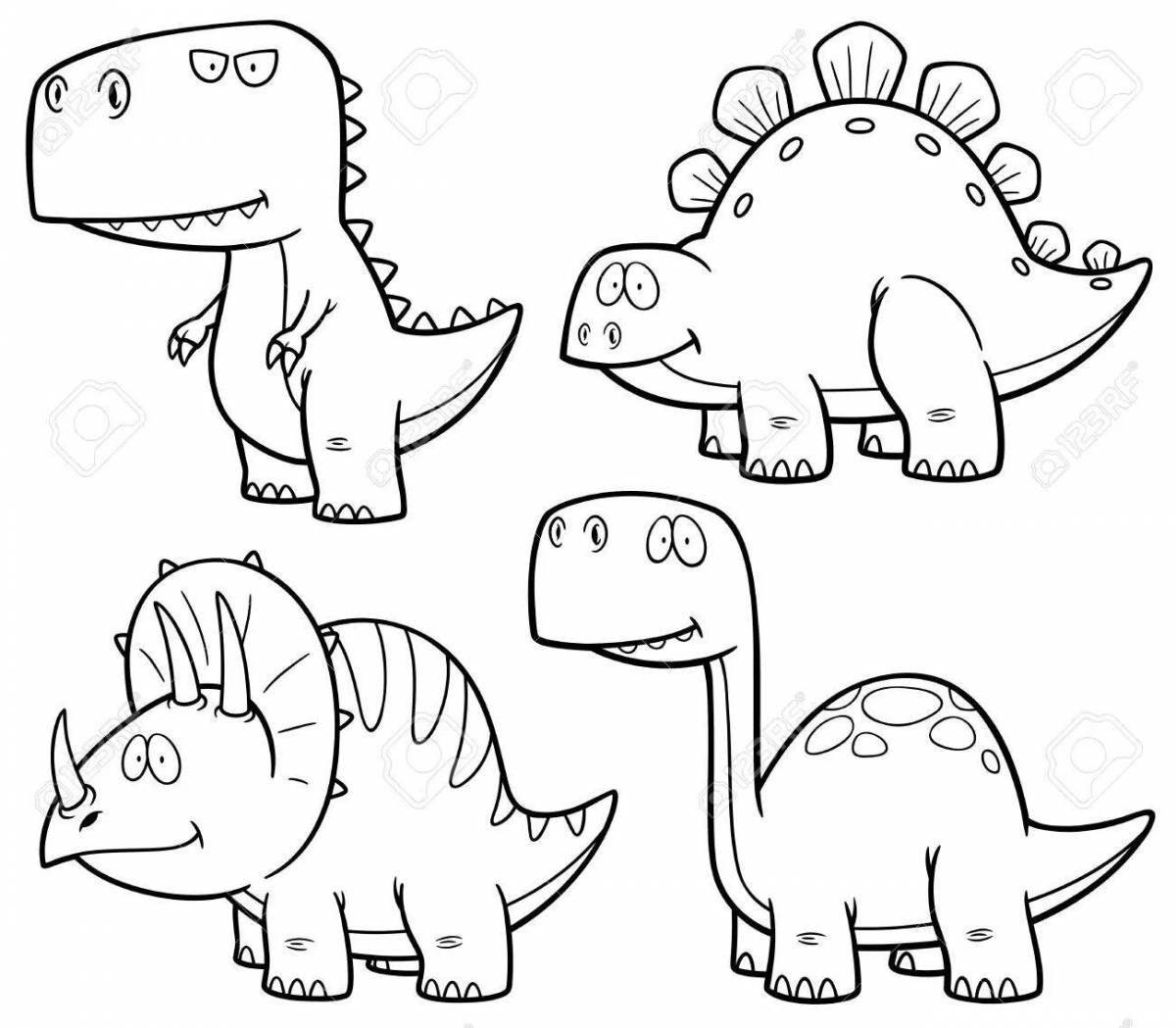 Раскраска дружелюбный милый динозавр