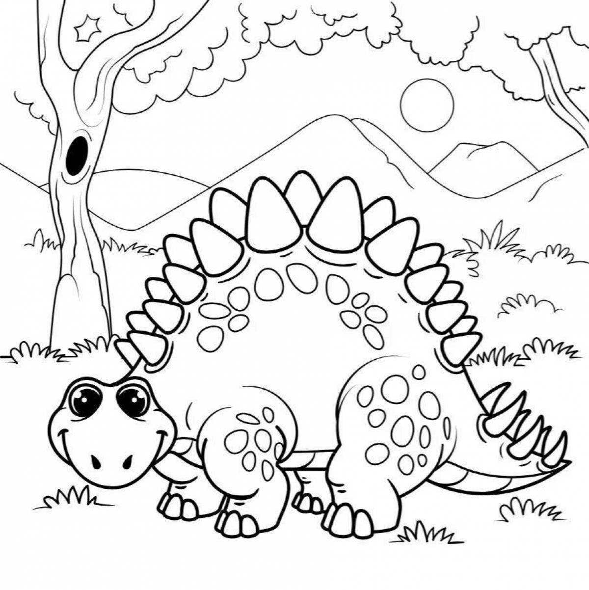 Coloring happy cute dinosaur