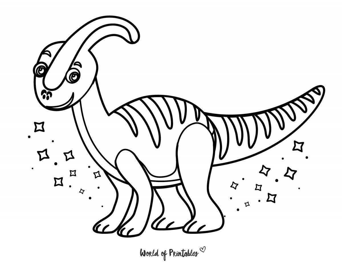 Naughty cute dinosaur coloring page