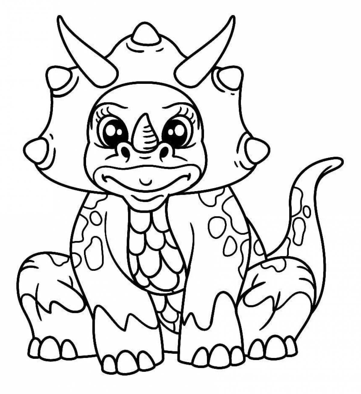 Coloring page surprised cute dinosaur