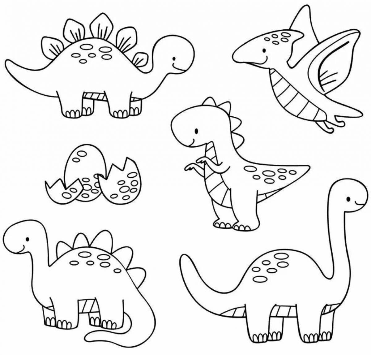 Милый и яркий динозавр раскраски