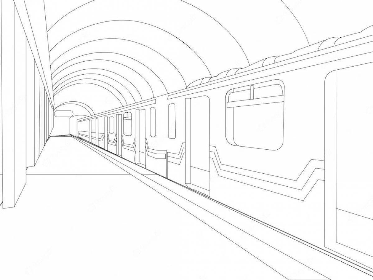 Coloring page charming underground carriage