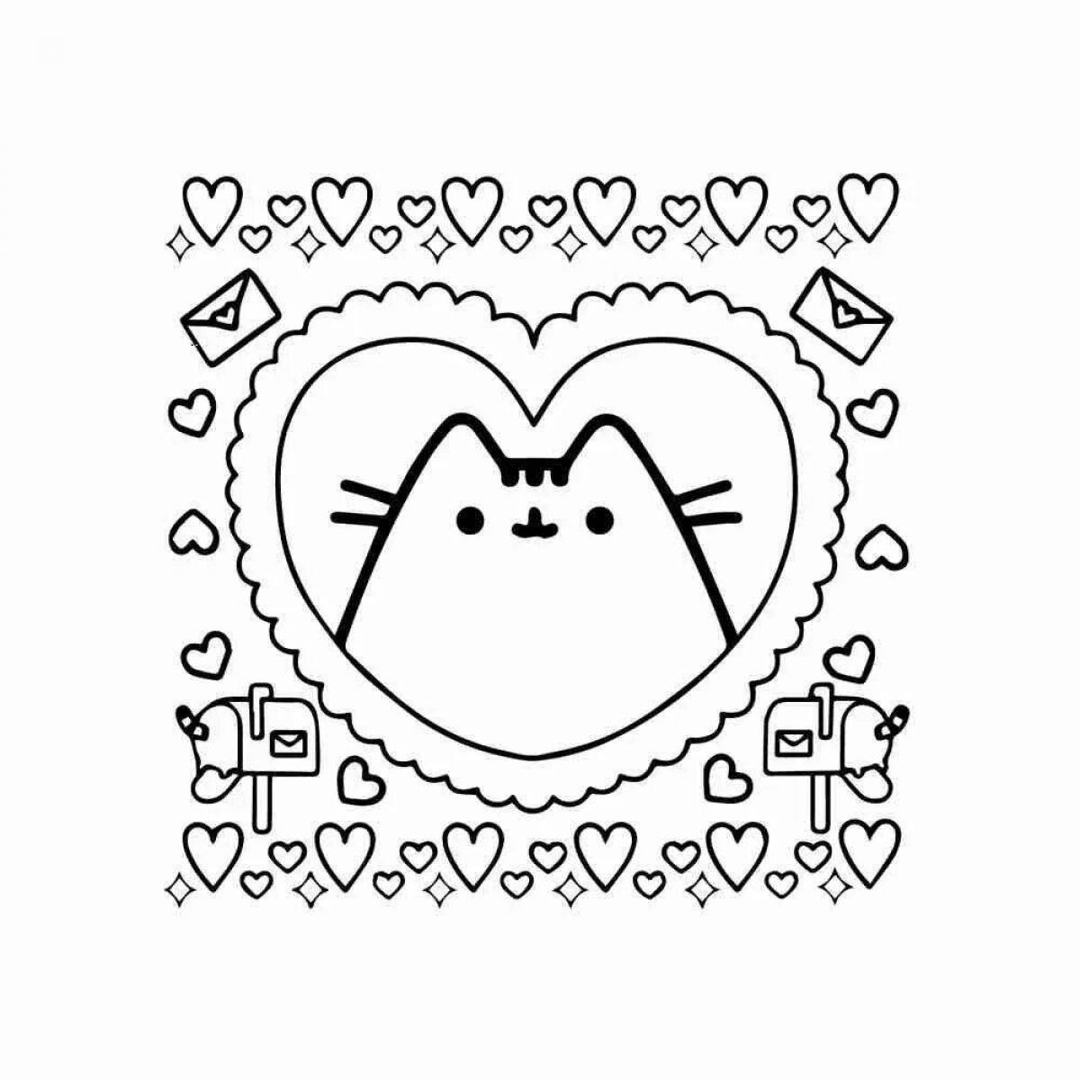 Vibrant push cat coloring page