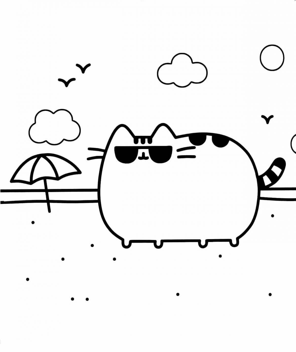 Coloring page adorable push cat