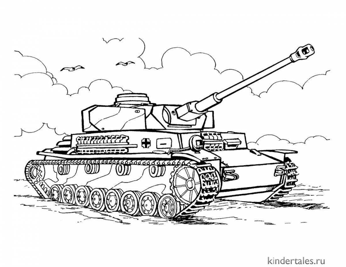 Playful tank coloring page