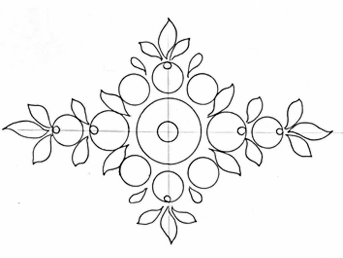 Coloring page wonderful Gorodets patterns