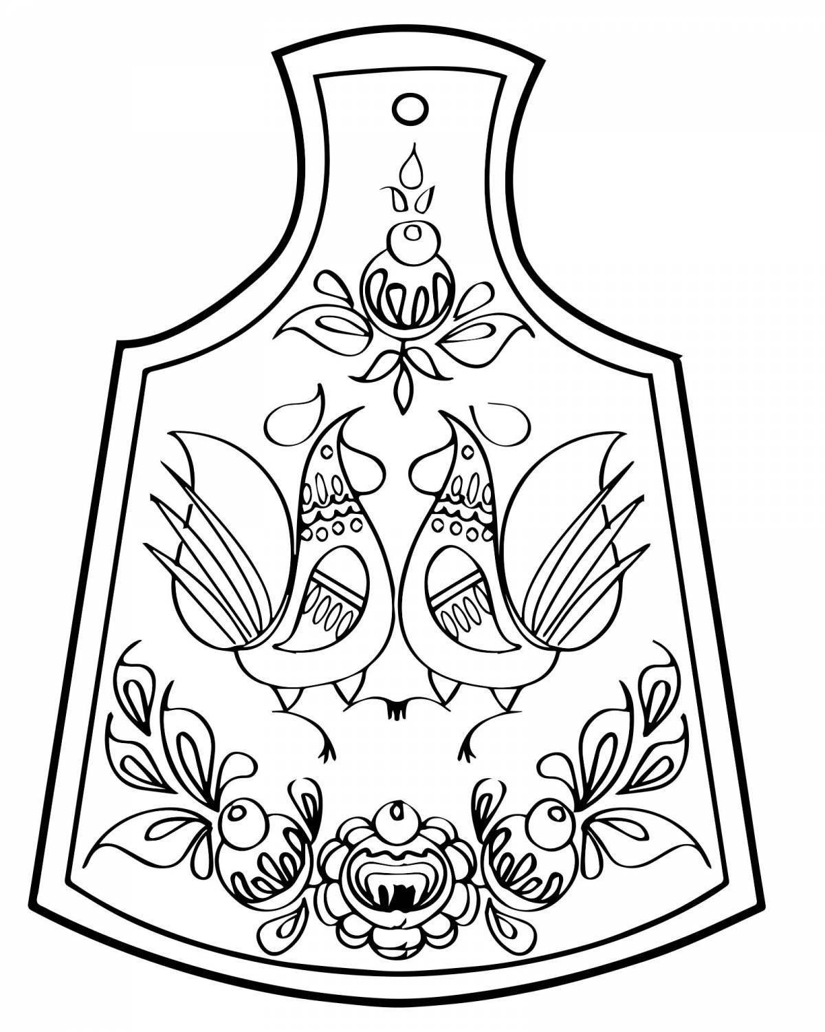 Coloring pages attractive Gorodets patterns