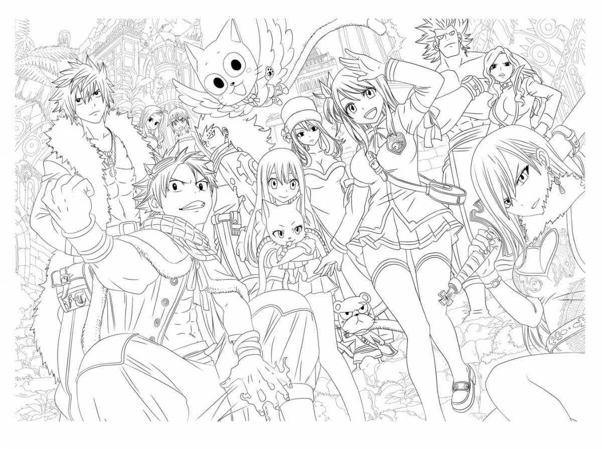 Coloring page with colorful anime poster