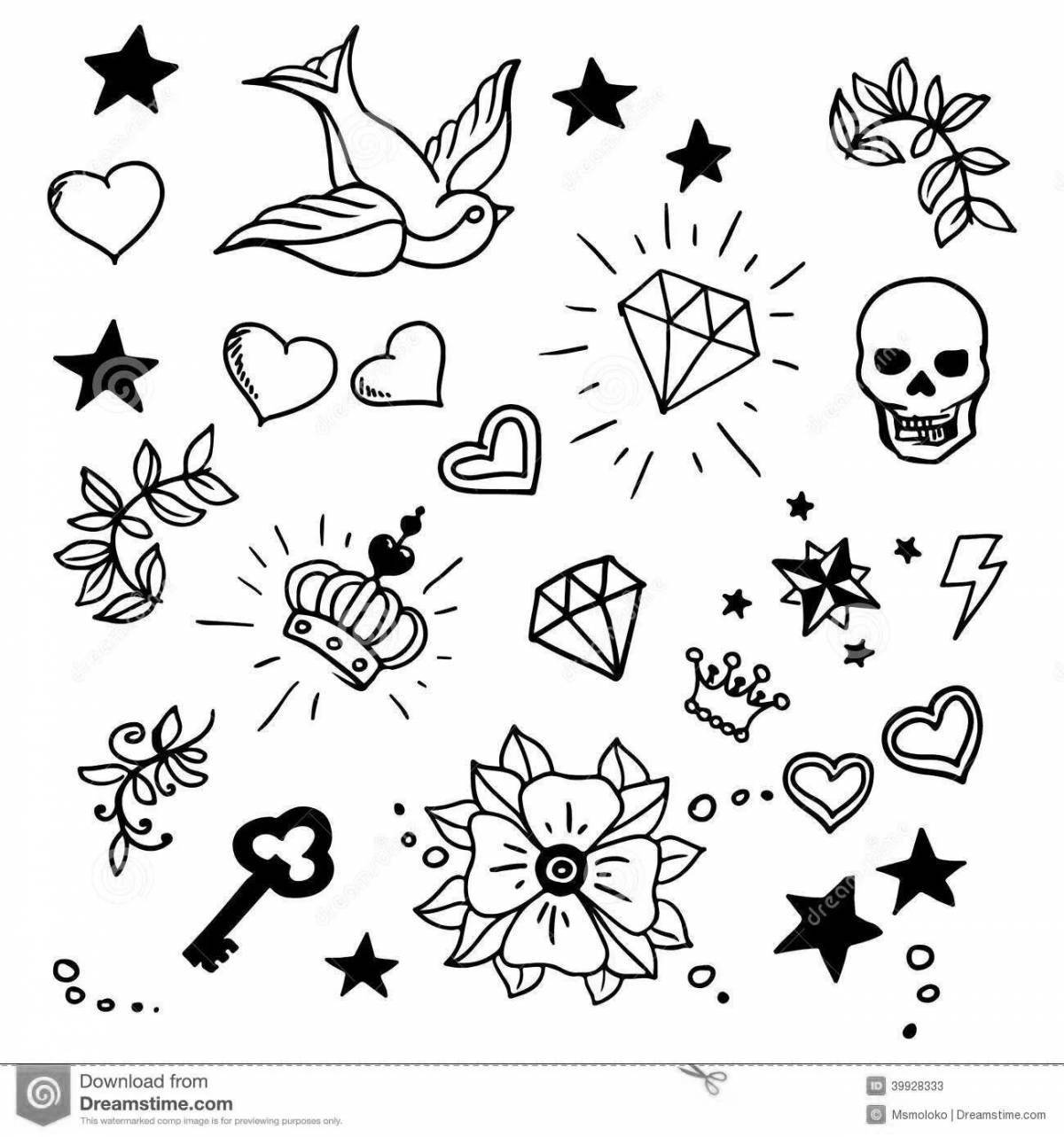 Delicate little tattoo coloring book