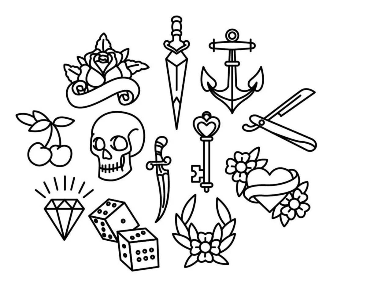 Dazzling little tattoo coloring page