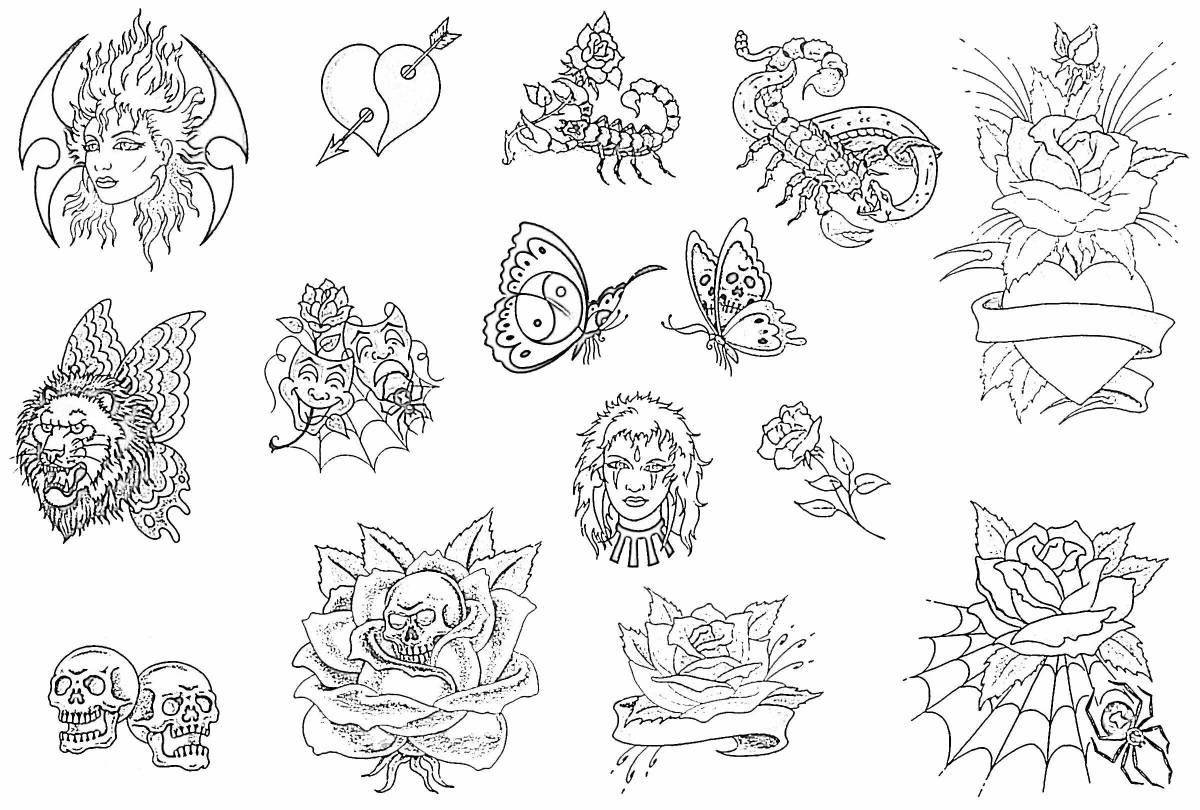 Fabulous little tattoo coloring page