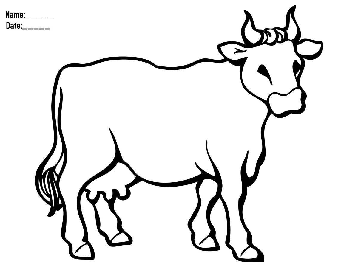Корова рисунок контурный