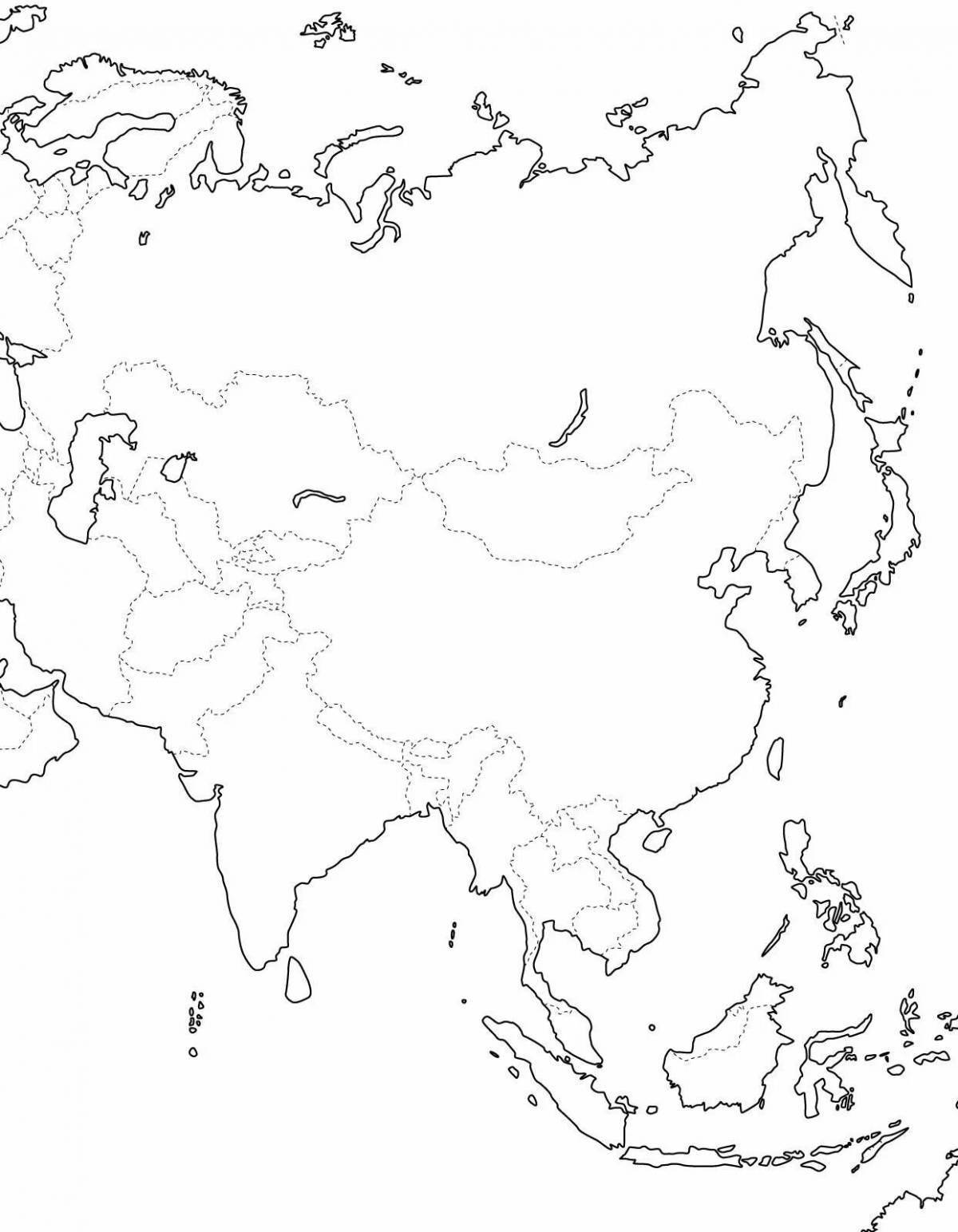 Карта азии черно белая с четкими границами