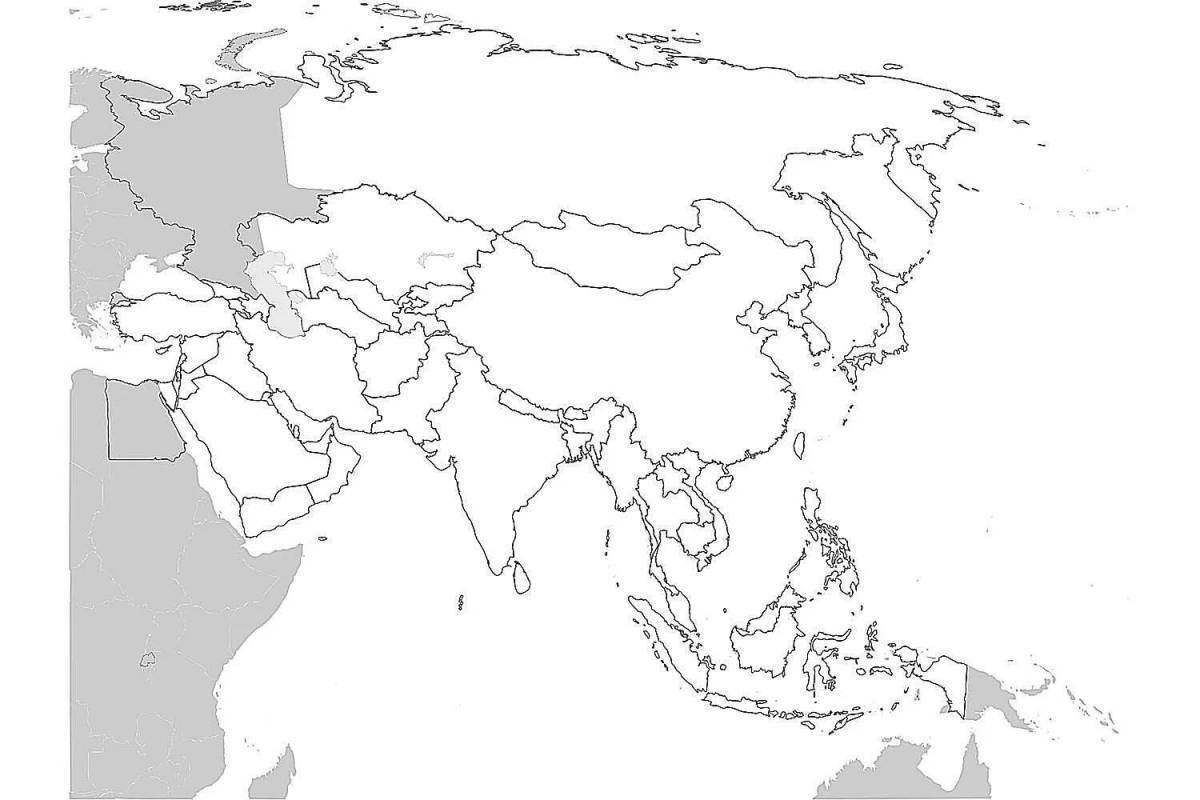 Политическая карта азии черно белая