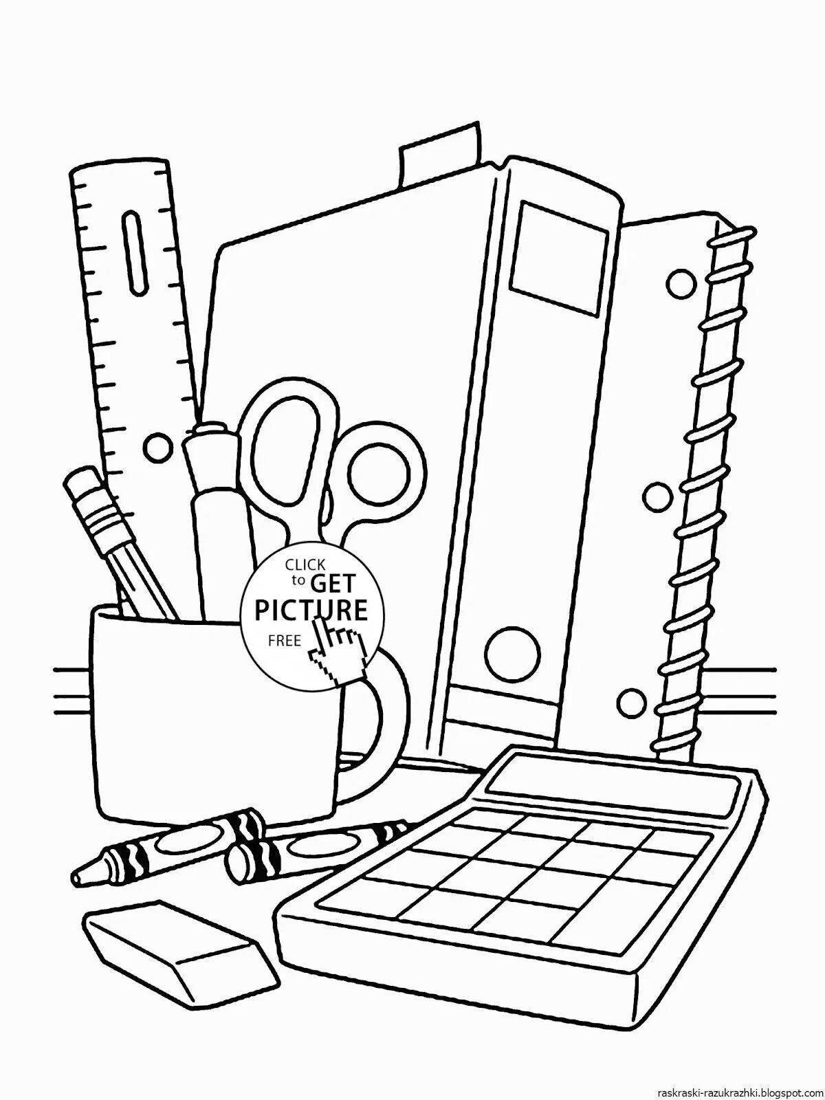 раскраска пенал с принадлежностями