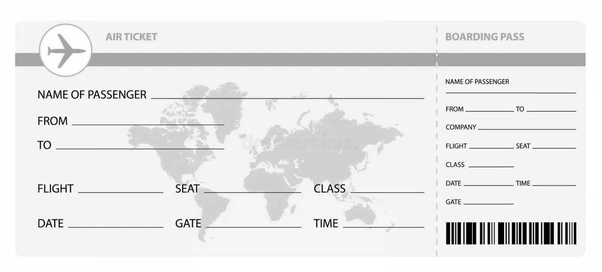 Билет на самолет картинка шаблон