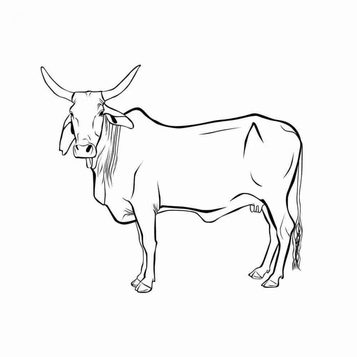 Восхитительная страница раскраски коровы