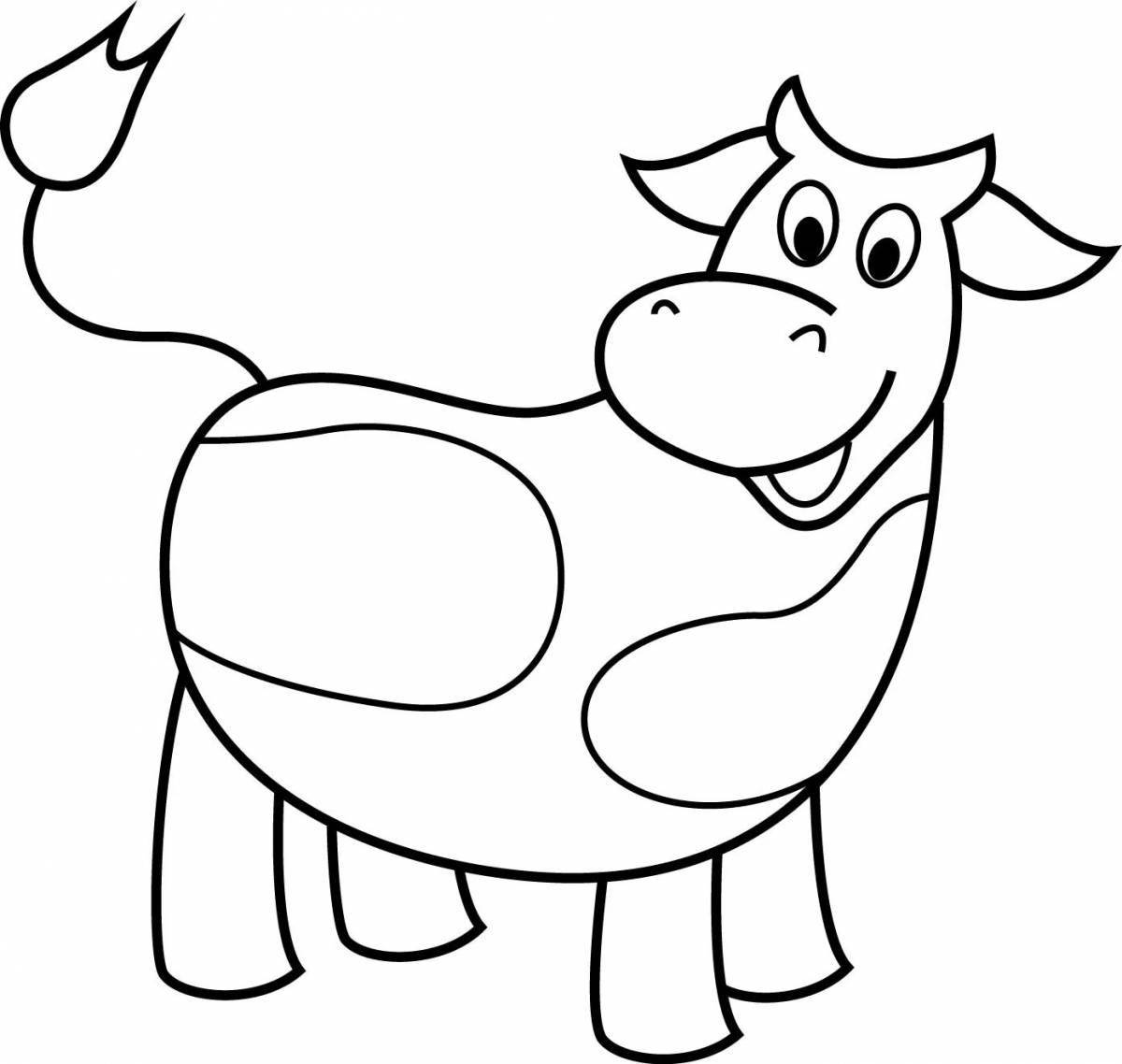 Playful drawing of a cow