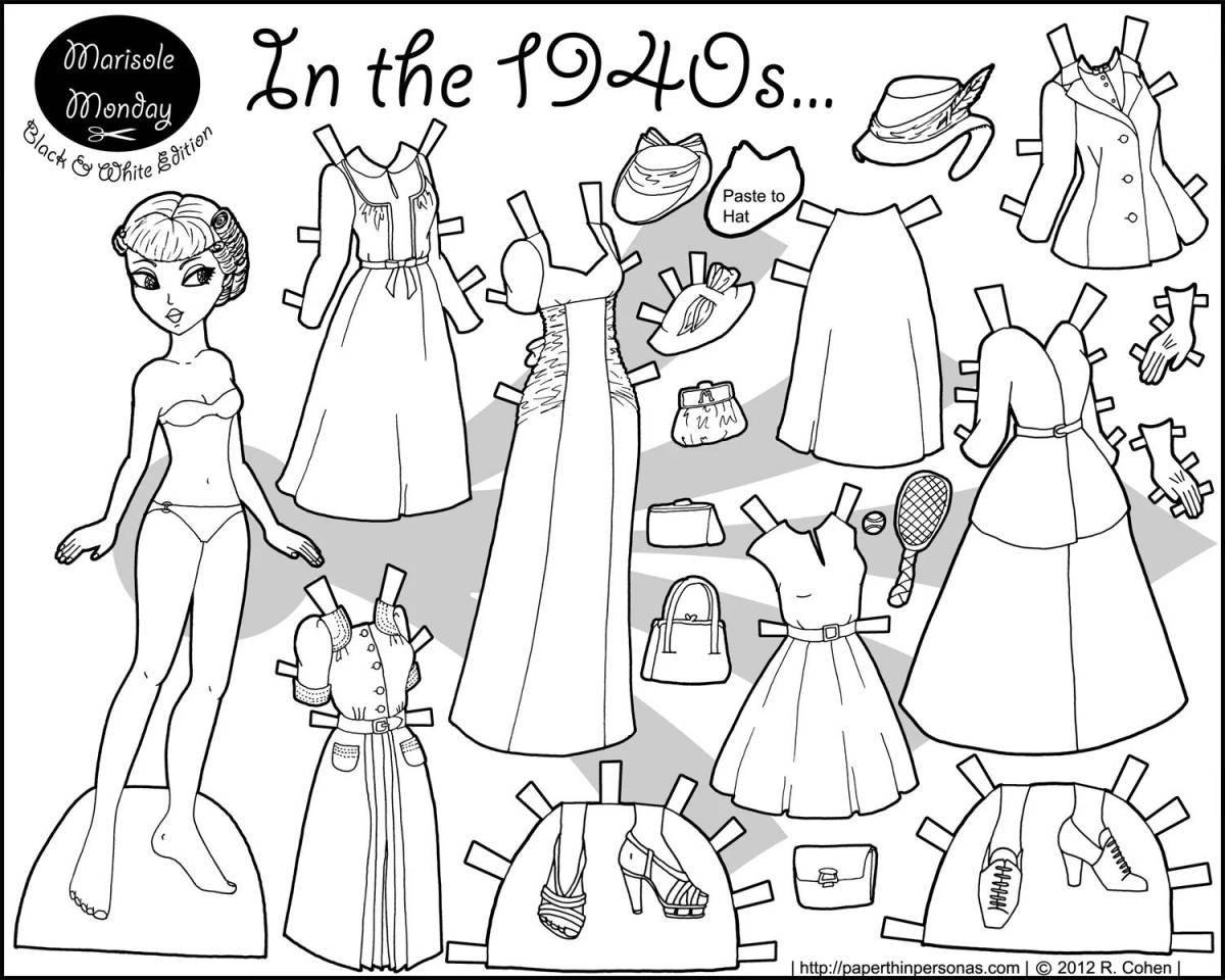 Coloring page adorable dressing room dolls