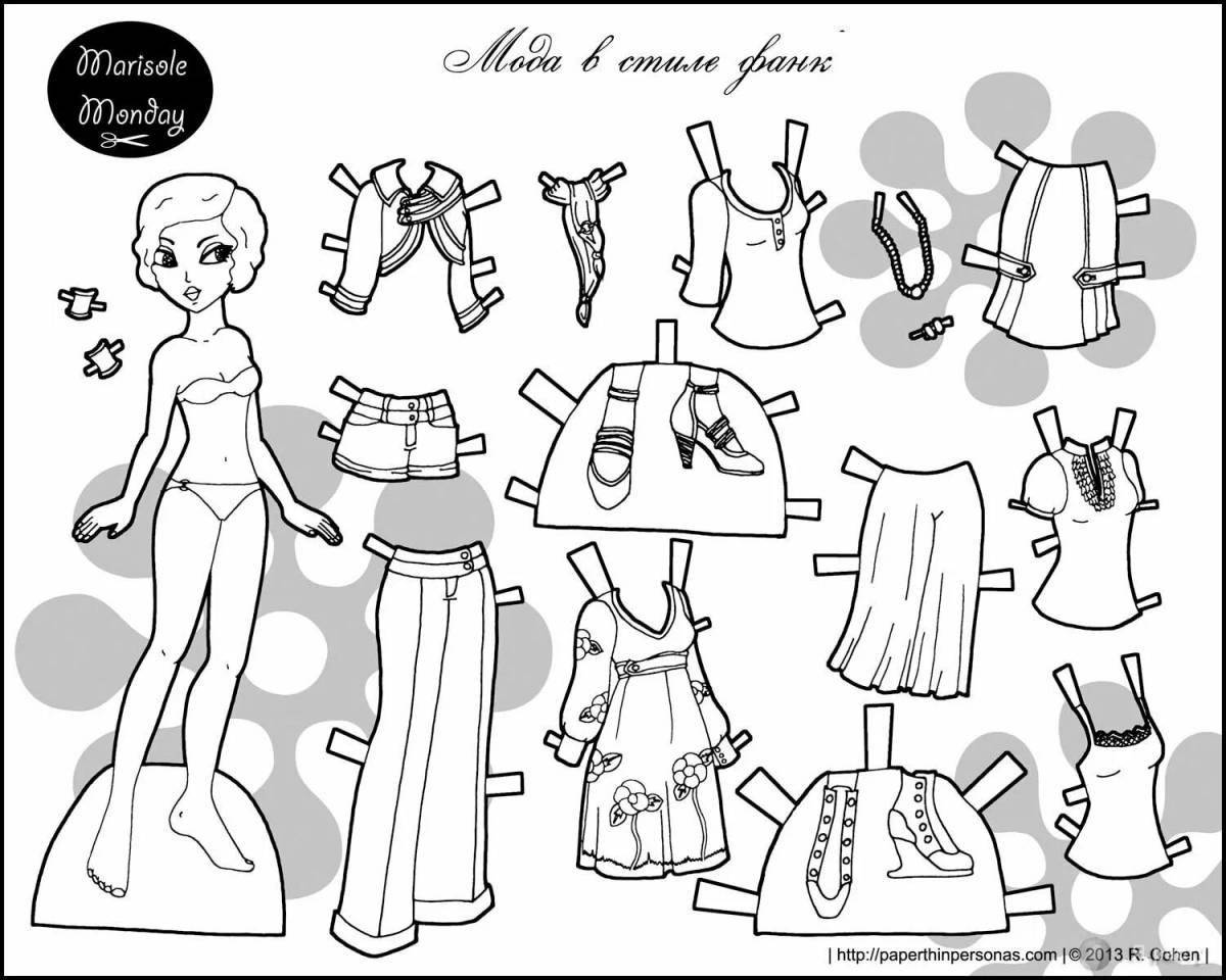 Coloring page funny dolls in the dressing room