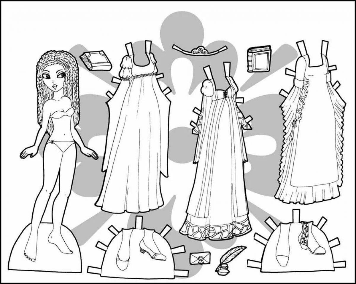 Animated dressing room doll coloring page