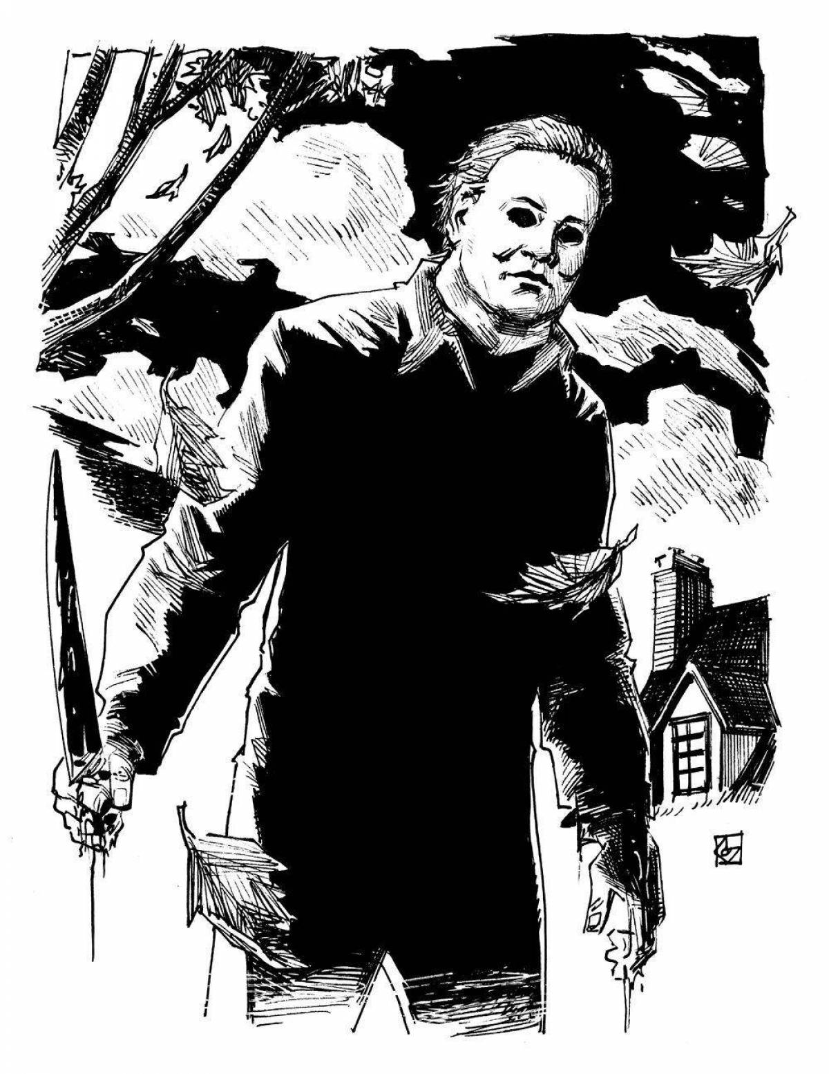 Coloring page michael myers chilling blood