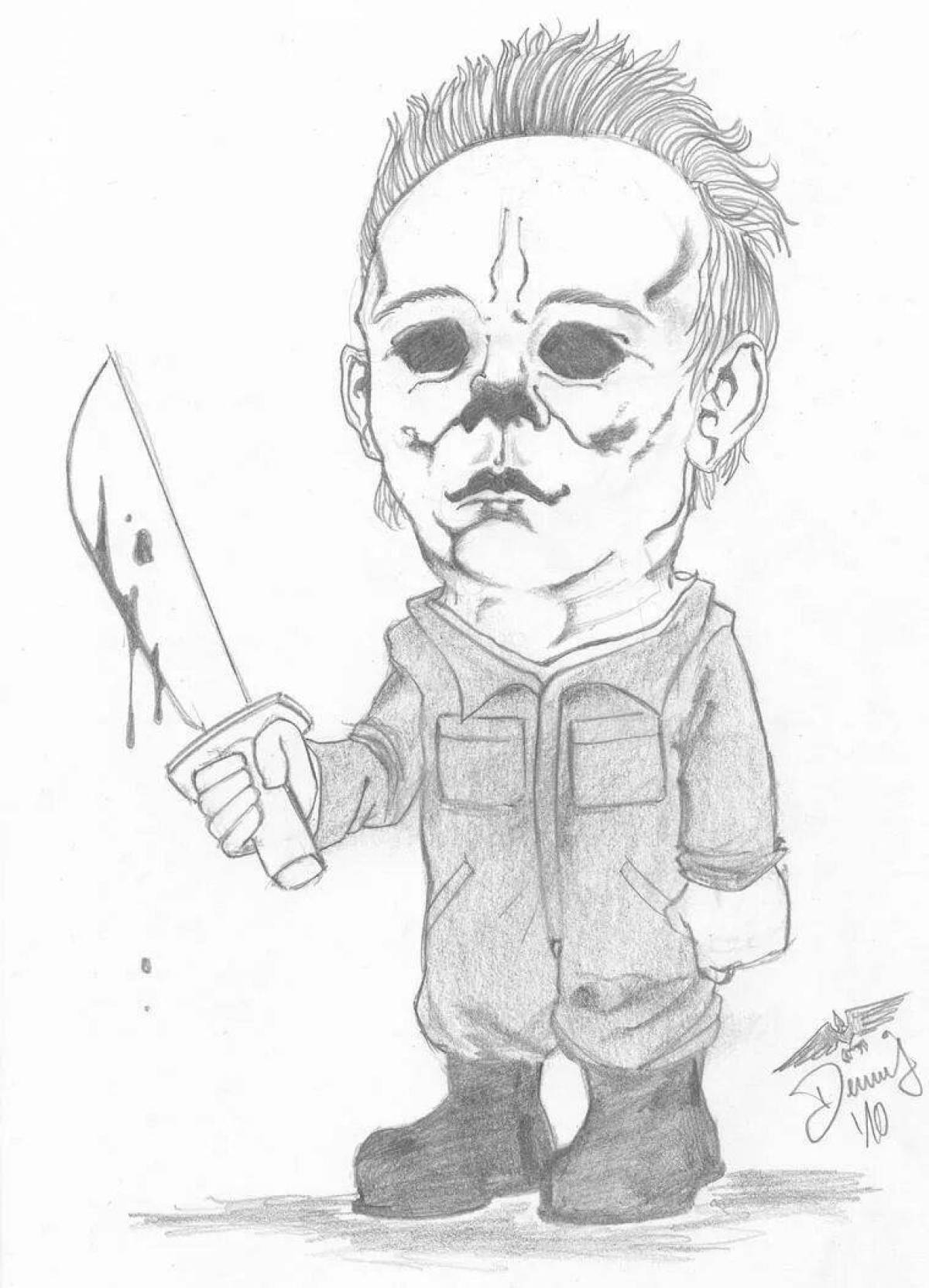 Michael myers shocking coloring page