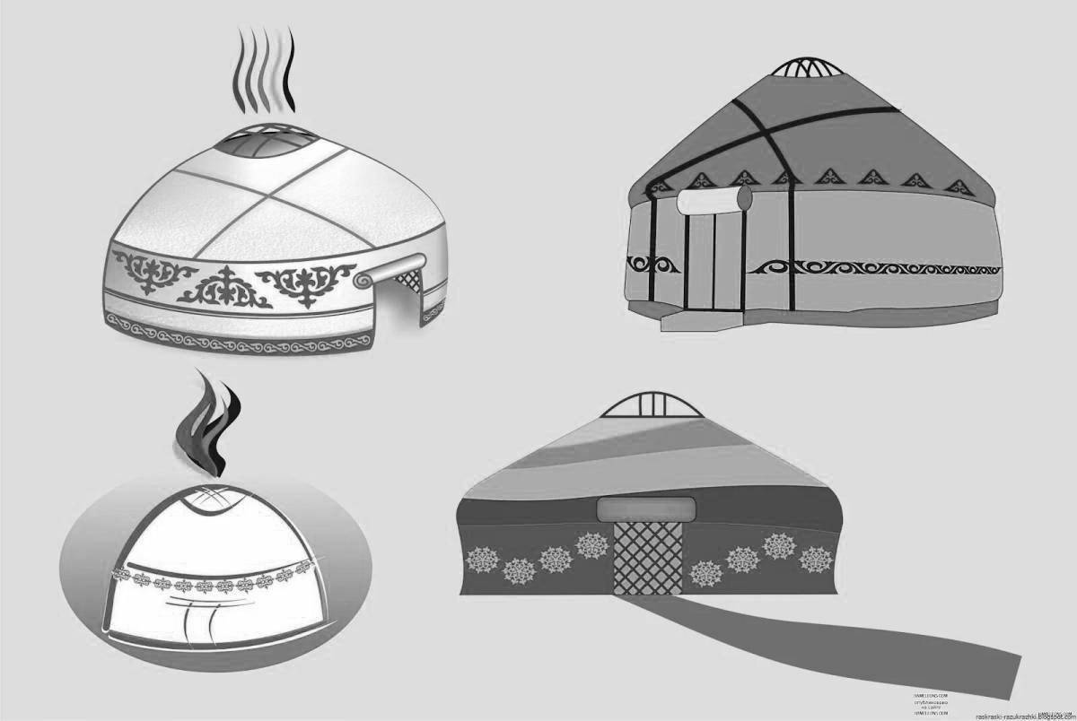 Coloring page delightful Buryat yurt