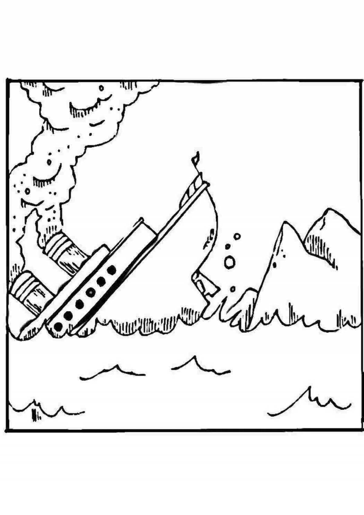 Dramatic coloring page sinking titanic