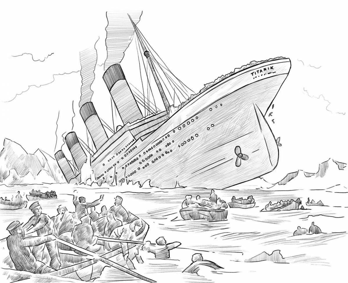 Coloring page melancholy sinking titanic