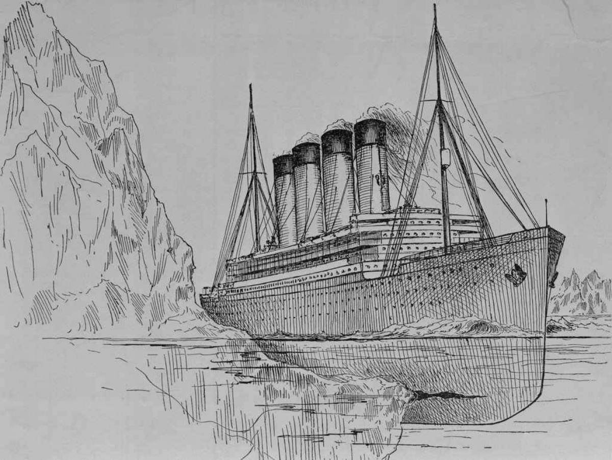 Sinking titanic coloring page