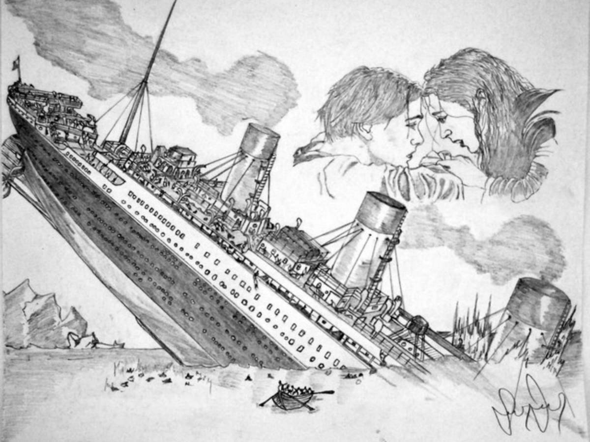 Coloring page terrible sinking titanic