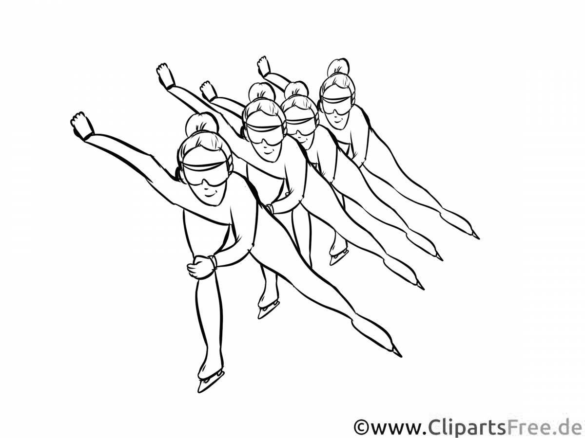 Adorable ice skating coloring page