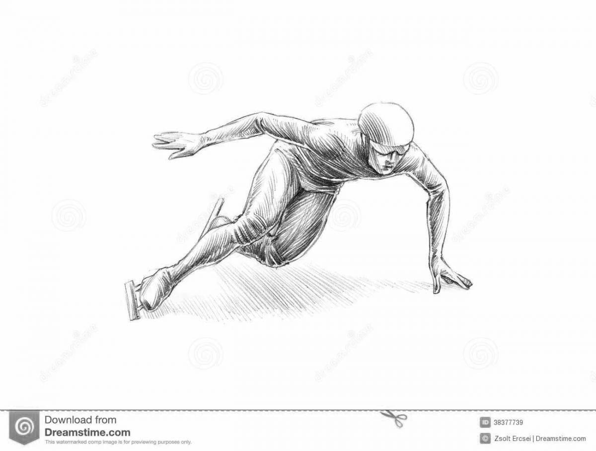Photo Coloring page energetic skating