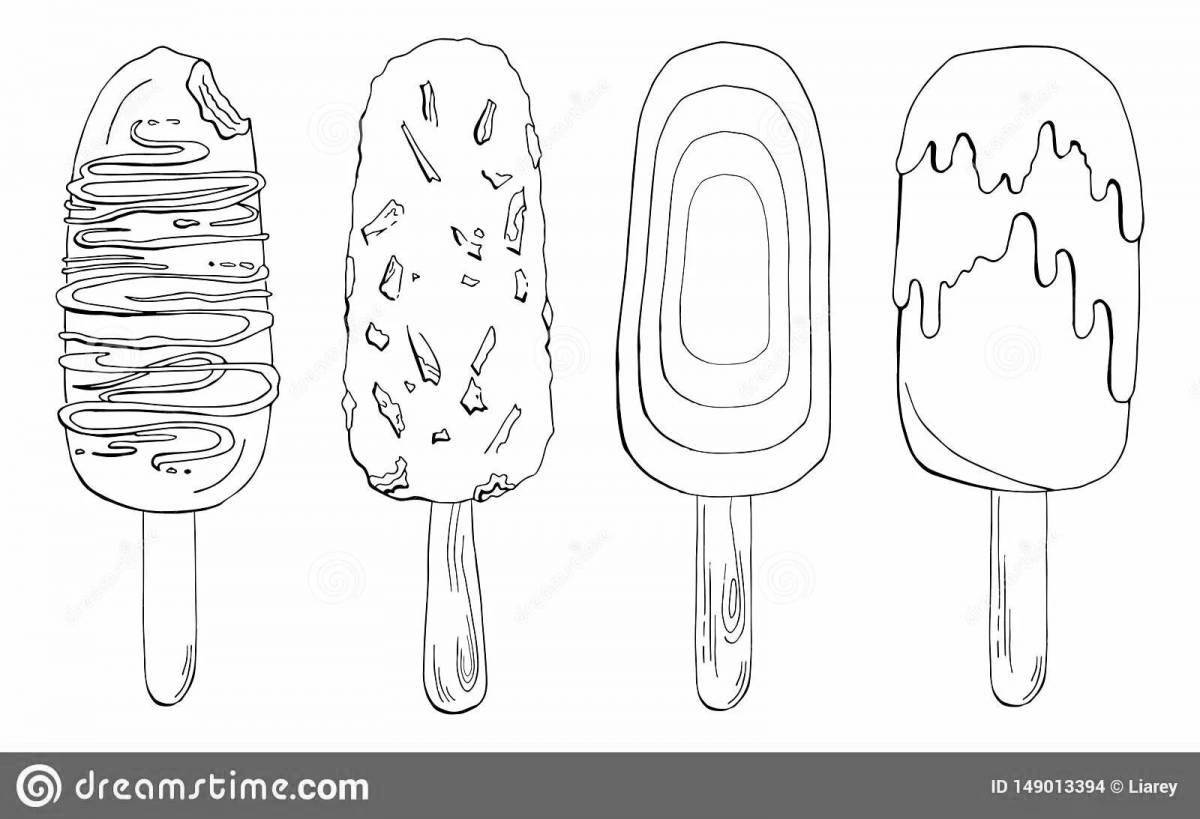 Восхитительная страница раскраски мороженого с эскимо